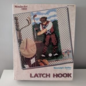 NEE Wonderart Latch Hook Kit Nostalgic Golfer 16"x32" Golf